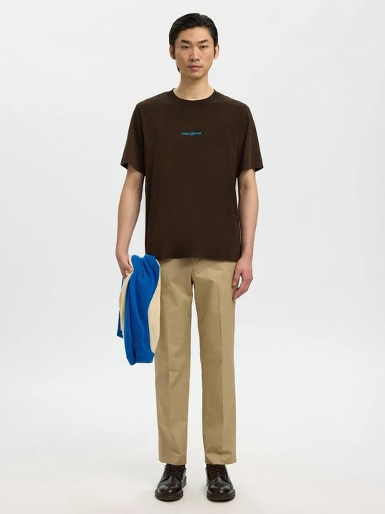 Foto van product T-shirt print Selected donkerbruin