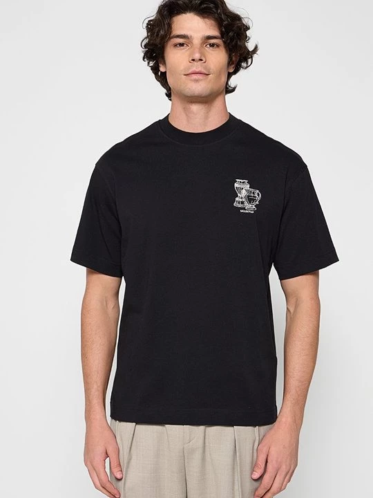 Foto van product T-shirt print Selected gemêleerd zwart