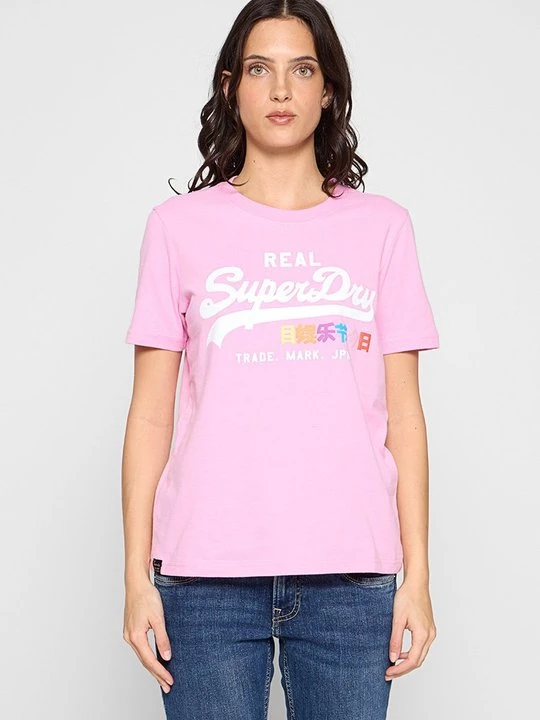 Foto van product T-shirt print Superdry donkerroze