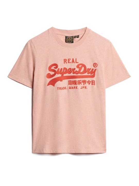 Foto van product T-shirt print Superdry donkerroze