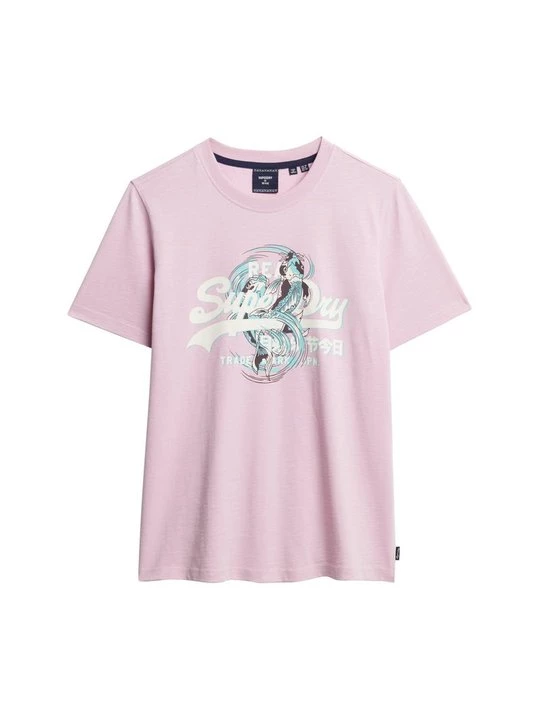 Foto van product T-shirt print Superdry donkerroze