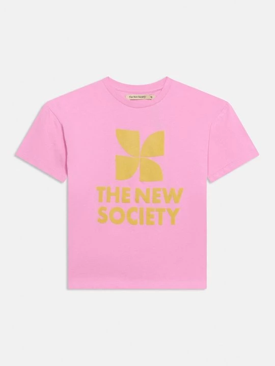 Foto van product T-shirt print The New Society donkerroze