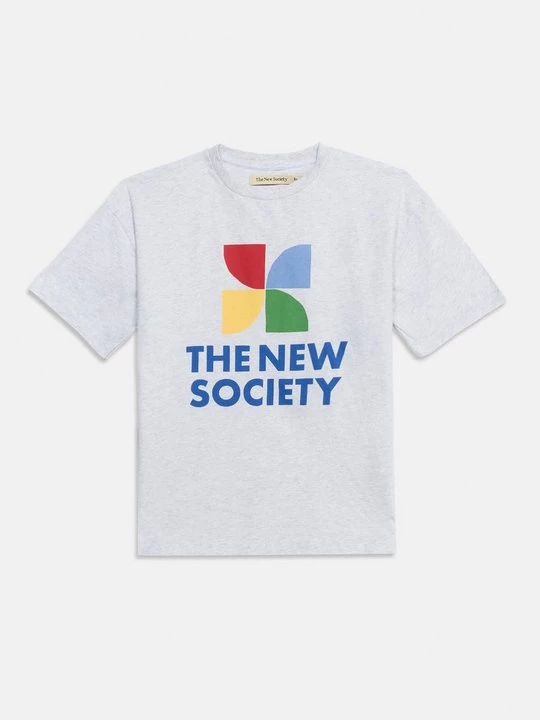 Foto van product T-shirt print The New Society lichtgrijs gemêleerd