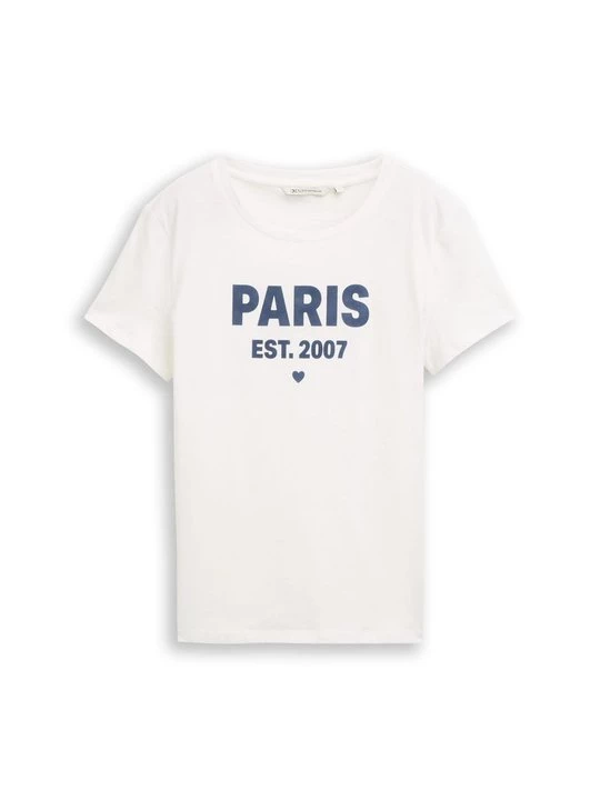 Foto van product T-shirt print Tom Tailor crème