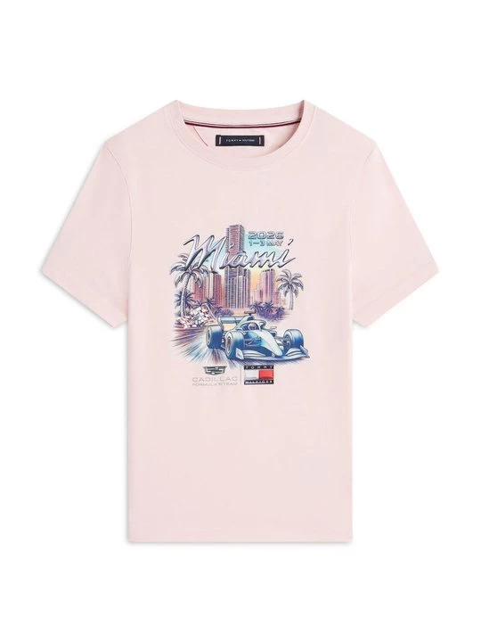 Foto van product T-shirt print Tommy Hilfiger donkerroze