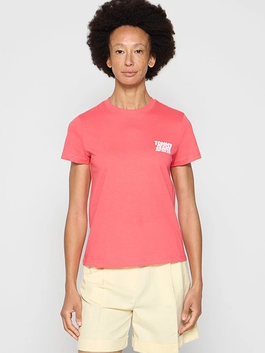 Foto van product T-shirt print Tommy Jeans koraalrood