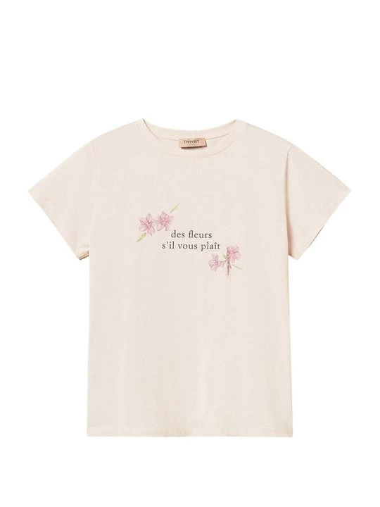 Foto van product T-shirt print TWINSET donkerroze