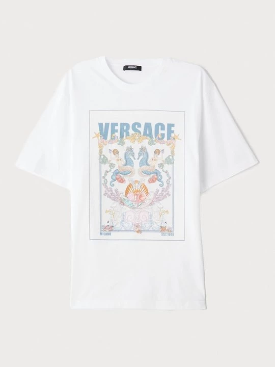 Foto van product T-shirt print Versace crème