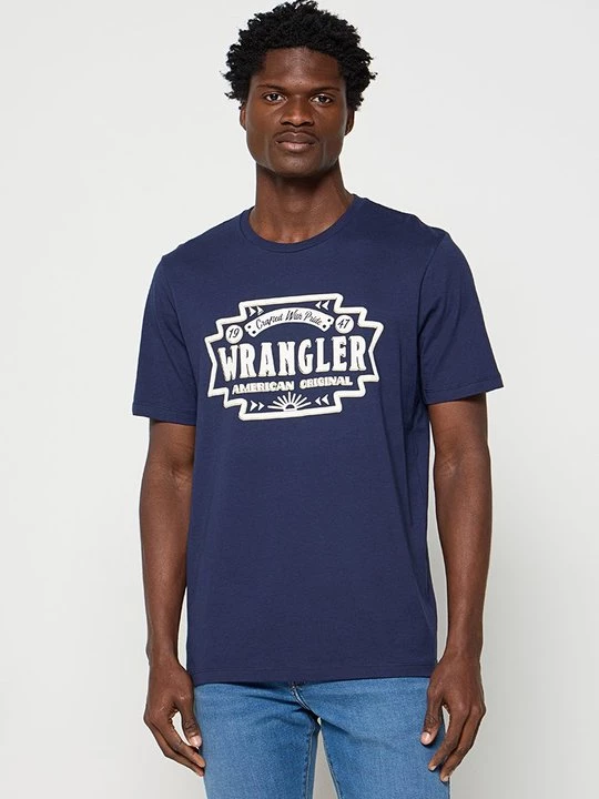 Foto van product T-shirt print Wrangler donkerblauw