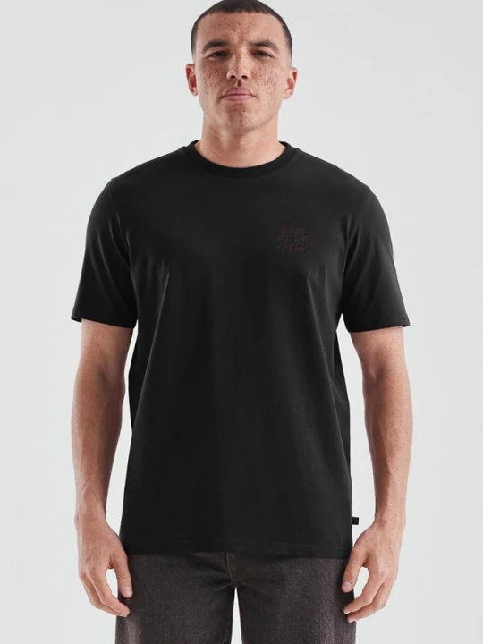 Foto van product T-shirt regular fit met artwork print op voorkant QS zwart