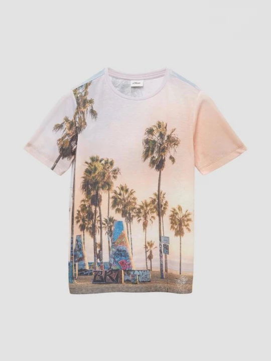 Foto van product T-shirt van een katoenmix met print all-over s.Oliver wit