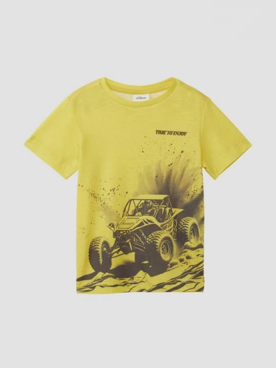Foto van product T-shirt van een katoenmix met print op de voorkant s.Oliver geel