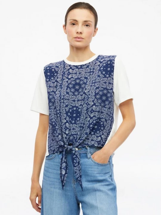 Foto van product T-shirt van gemengde stoffen met knoopdetail s.Oliver
