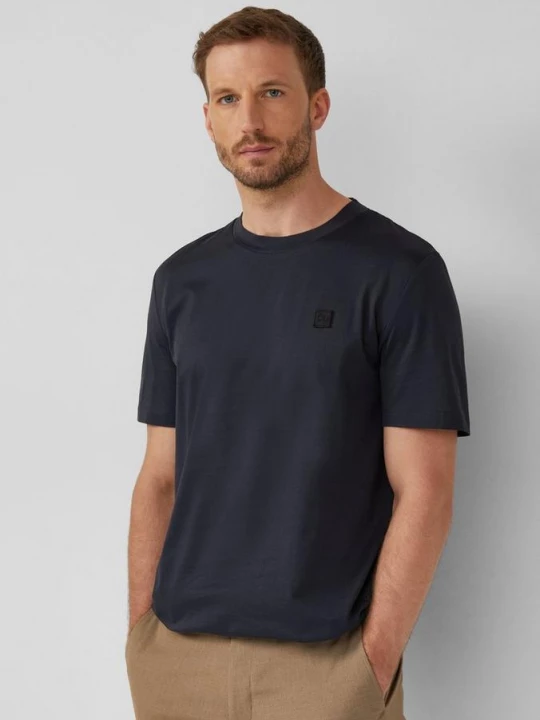 Foto van product T-shirt van gemerceriseerd katoen met logodetails s.Oliver blauw