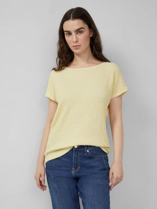 Foto van product T-shirt van getextureerde jersey met afgezakte schouders s.Oliver geel