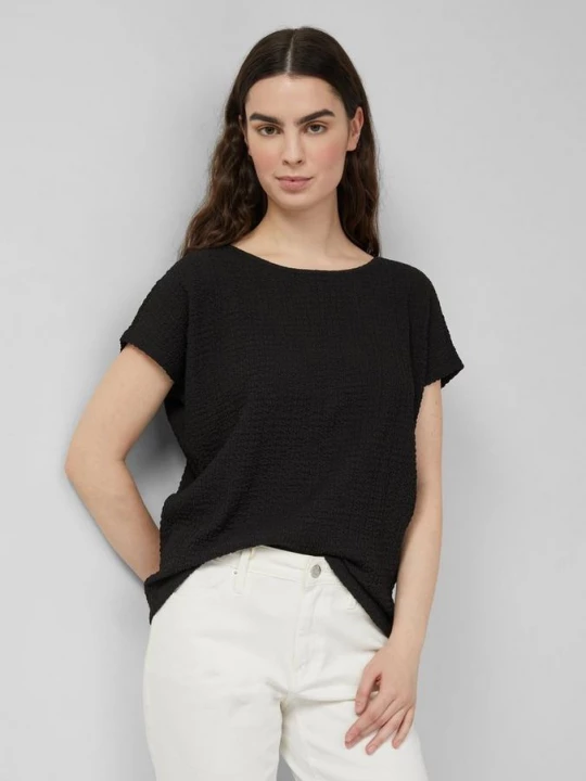 Foto van product T-shirt van getextureerde jersey met afgezakte schouders s.Oliver zwart