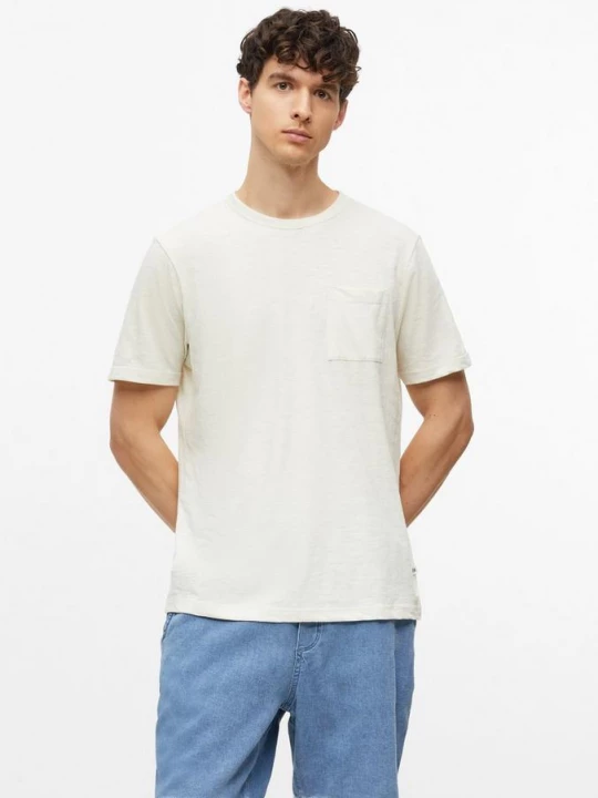 Foto van product T-shirt van gevlekte katoenmix met borstzak s.Oliver beżowy