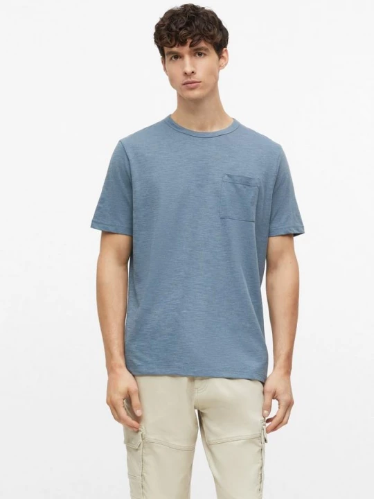 Foto van product T-shirt van gevlekte katoenmix met borstzak s.Oliver blauw