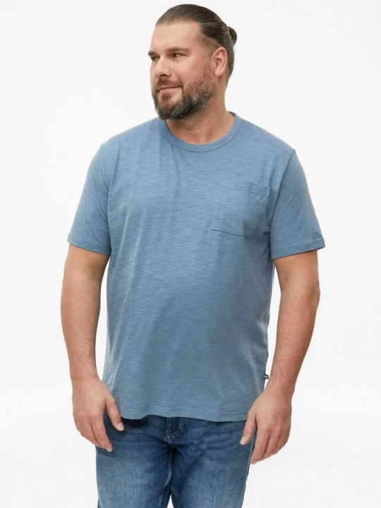 Foto van product T-shirt van gevlekte katoenmix met borstzak s.Oliver blauw