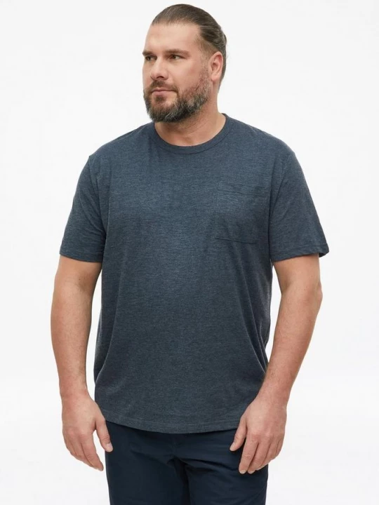 Foto van product T-shirt van gevlekte katoenmix met borstzak s.Oliver blauw