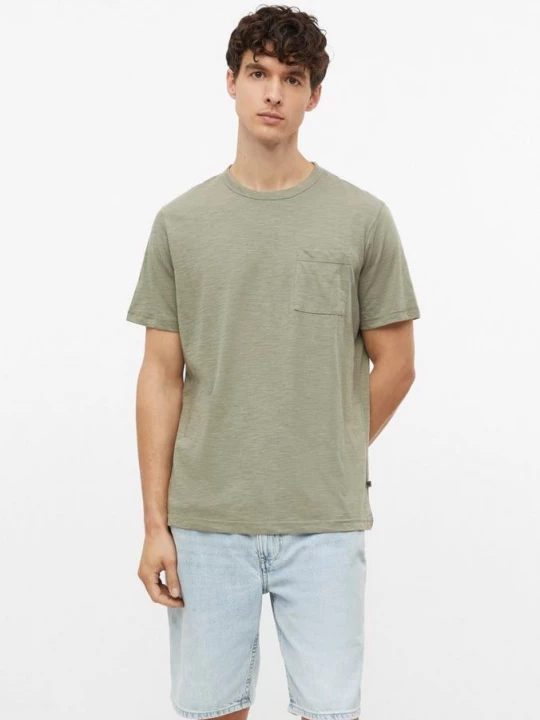 Foto van product T-shirt van gevlekte katoenmix met borstzak s.Oliver olijfgroen