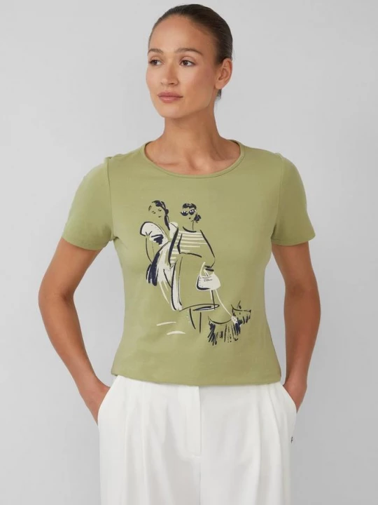 Foto van product T-shirt van interlock-jersey met artwork s.Oliver olijfgroen
