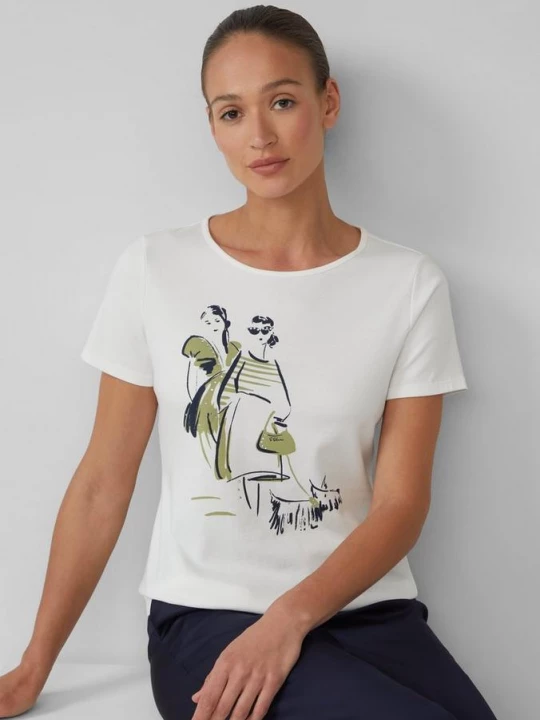 Foto van product T-shirt van interlock-jersey met artwork s.Oliver wit