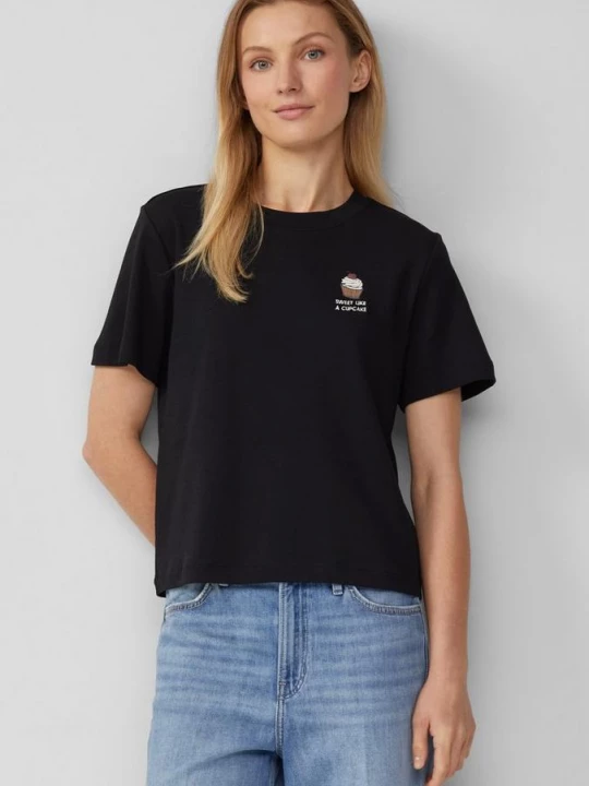 Foto van product T-shirt van interlock-jersey met print op de voorkant s.Oliver zwart