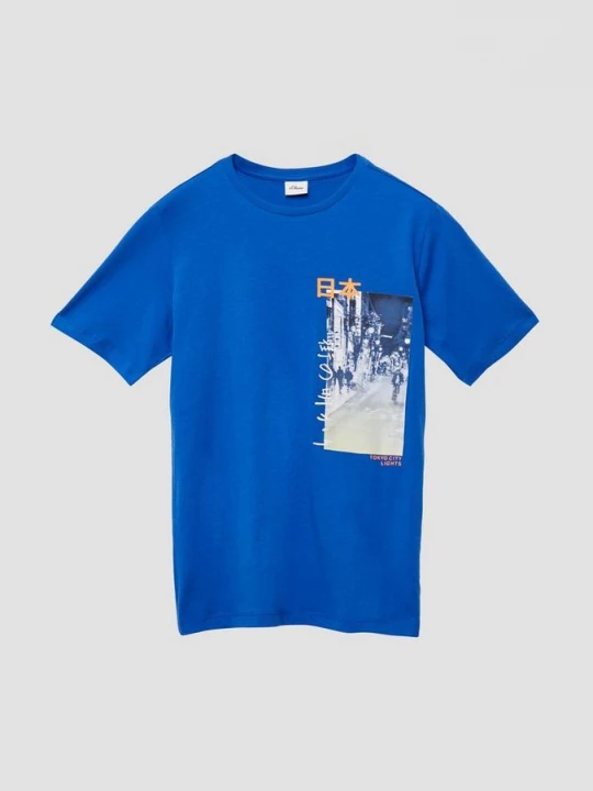 Foto van product T-shirt van jersey met print op de voorkant s.Oliver blauw