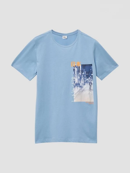 Foto van product T-shirt van jersey met print op de voorkant s.Oliver blauw