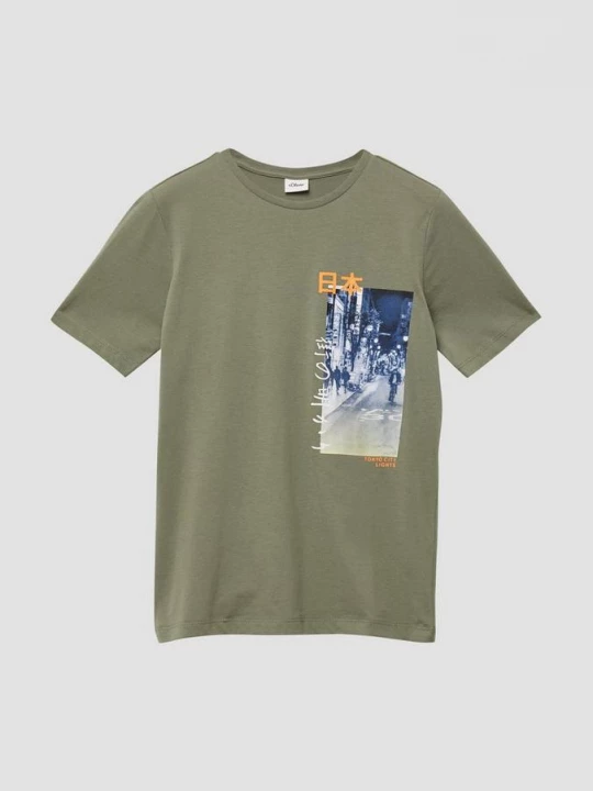 Foto van product T-shirt van jersey met print op de voorkant s.Oliver olijfgroen