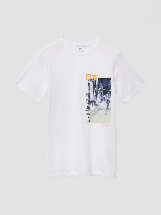 Foto van product T-shirt van jersey met print op de voorkant s.Oliver wit