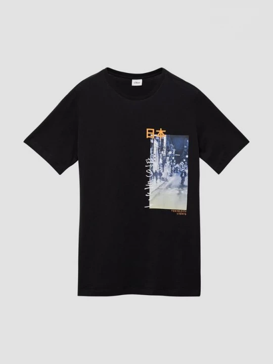 Foto van product T-shirt van jersey met print op de voorkant s.Oliver zwart