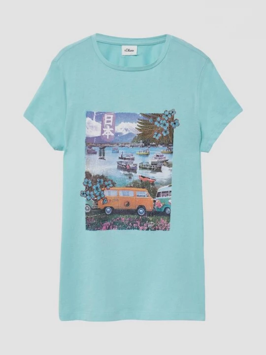 Foto van product T-shirt van katoen met fotoprint s.Oliver