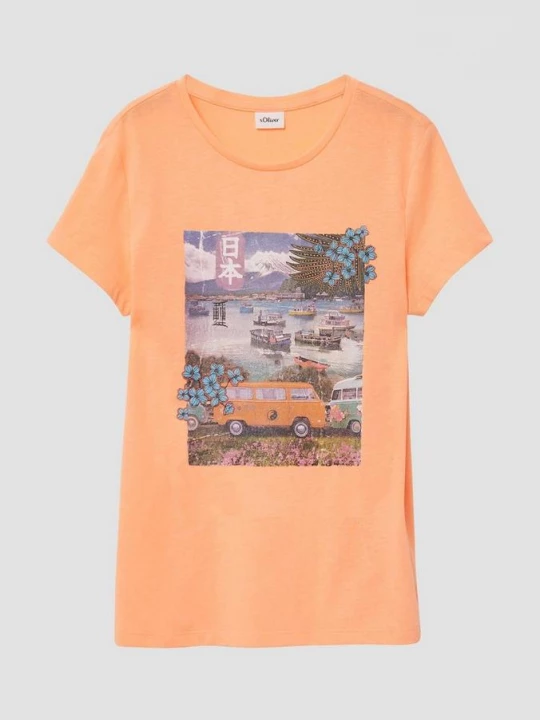 Foto van product T-shirt van katoen met fotoprint s.Oliver