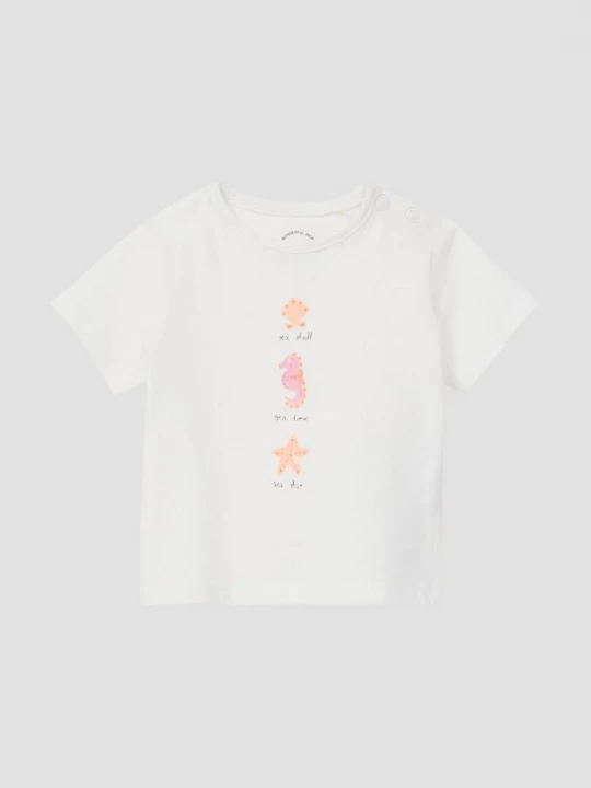 Foto van product T-shirt van katoen met glitterprint s.Oliver wit