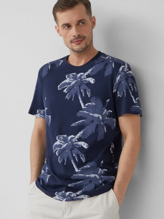 Foto van product T-shirt van katoen met print all-over s.Oliver blauw