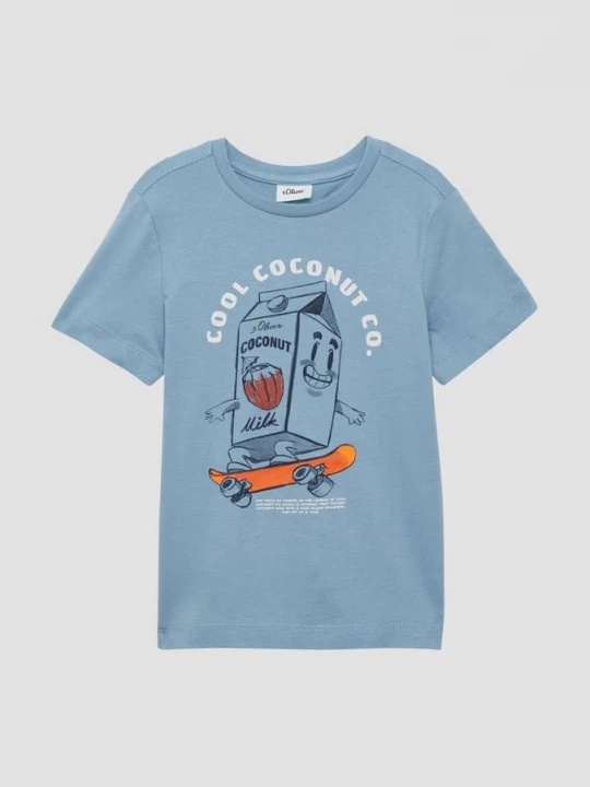 Foto van product T-shirt van katoen met print op de voorkant s.Oliver blauw