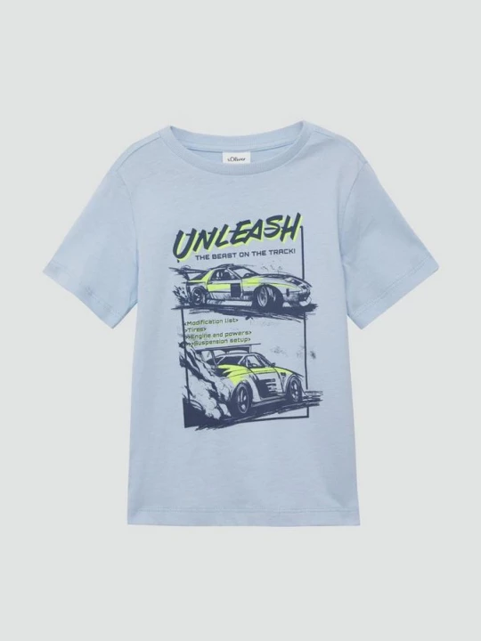 Foto van product T-shirt van katoen met print op de voorkant s.Oliver blauw