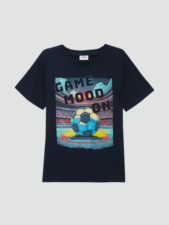 Foto van product T-shirt van katoen met print op de voorkant s.Oliver blauw