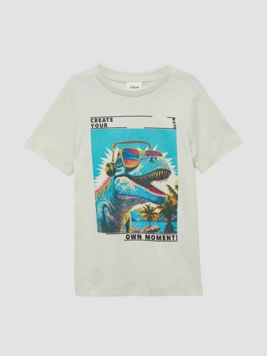 Foto van product T-shirt van katoen met print op de voorkant s.Oliver crème