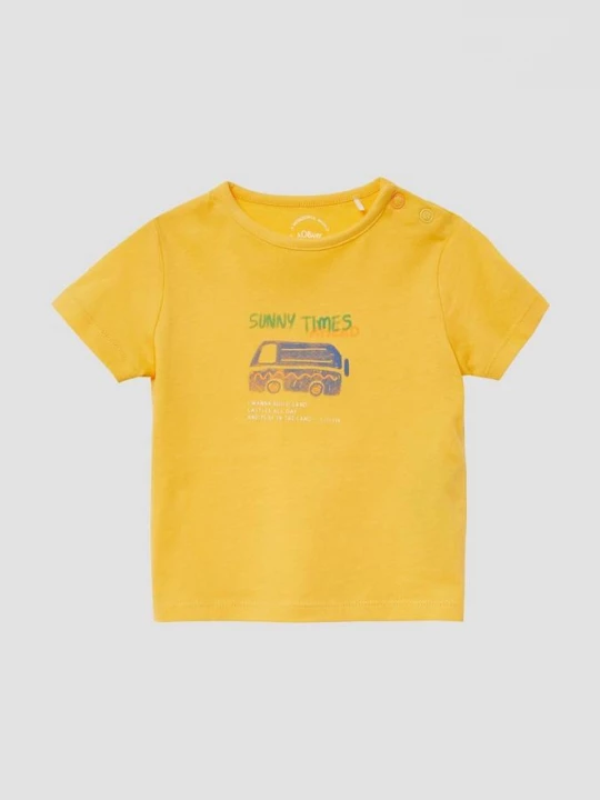 Foto van product T-shirt van katoen met print op de voorkant s.Oliver geel