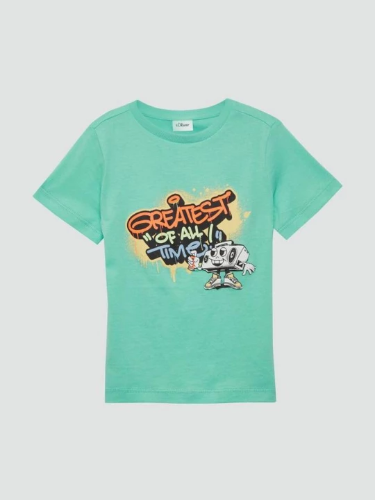 Foto van product T-shirt van katoen met print op de voorkant s.Oliver groen