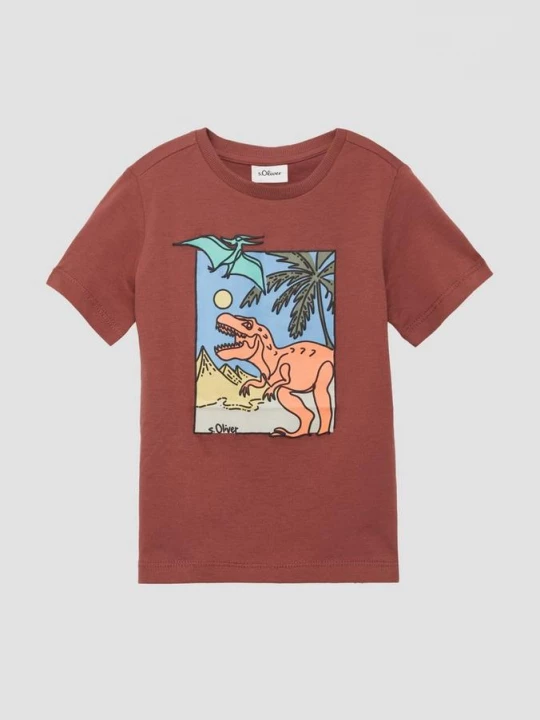 Foto van product T-shirt van katoen met print op de voorkant s.Oliver rood