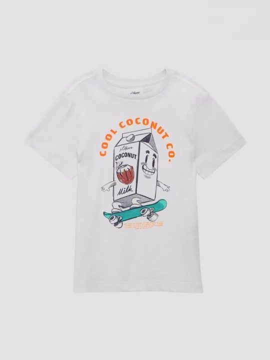 Foto van product T-shirt van katoen met print op de voorkant s.Oliver wit