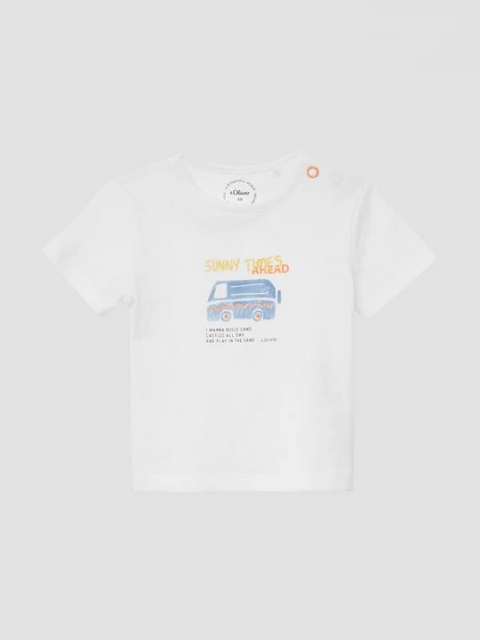 Foto van product T-shirt van katoen met print op de voorkant s.Oliver wit