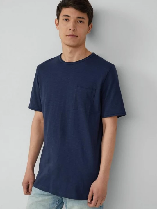 Foto van product T-shirt van slubgaren met borstzak en onafgewerkte randen s.Oliver blauw