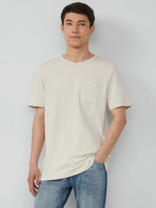 Foto van product T-shirt van slubgaren met borstzak en onafgewerkte randen s.Oliver crème