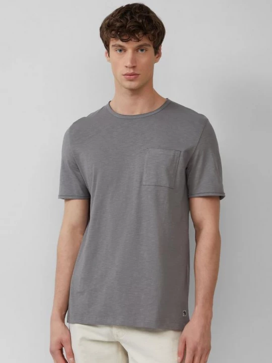 Foto van product T-shirt van slubgaren met borstzak en onafgewerkte randen s.Oliver grijs