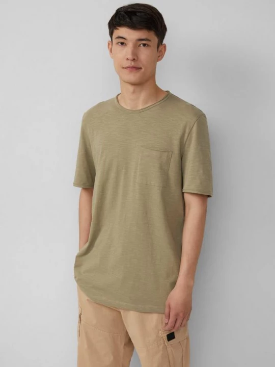 Foto van product T-shirt van slubgaren met borstzak en onafgewerkte randen s.Oliver olijfgroen
